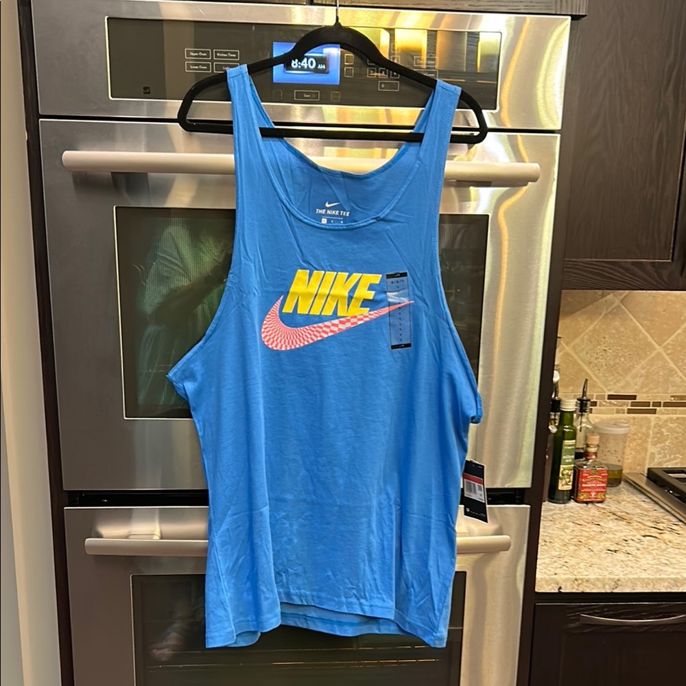 Nike Blue Tank Top with Yellow and Pink Logo